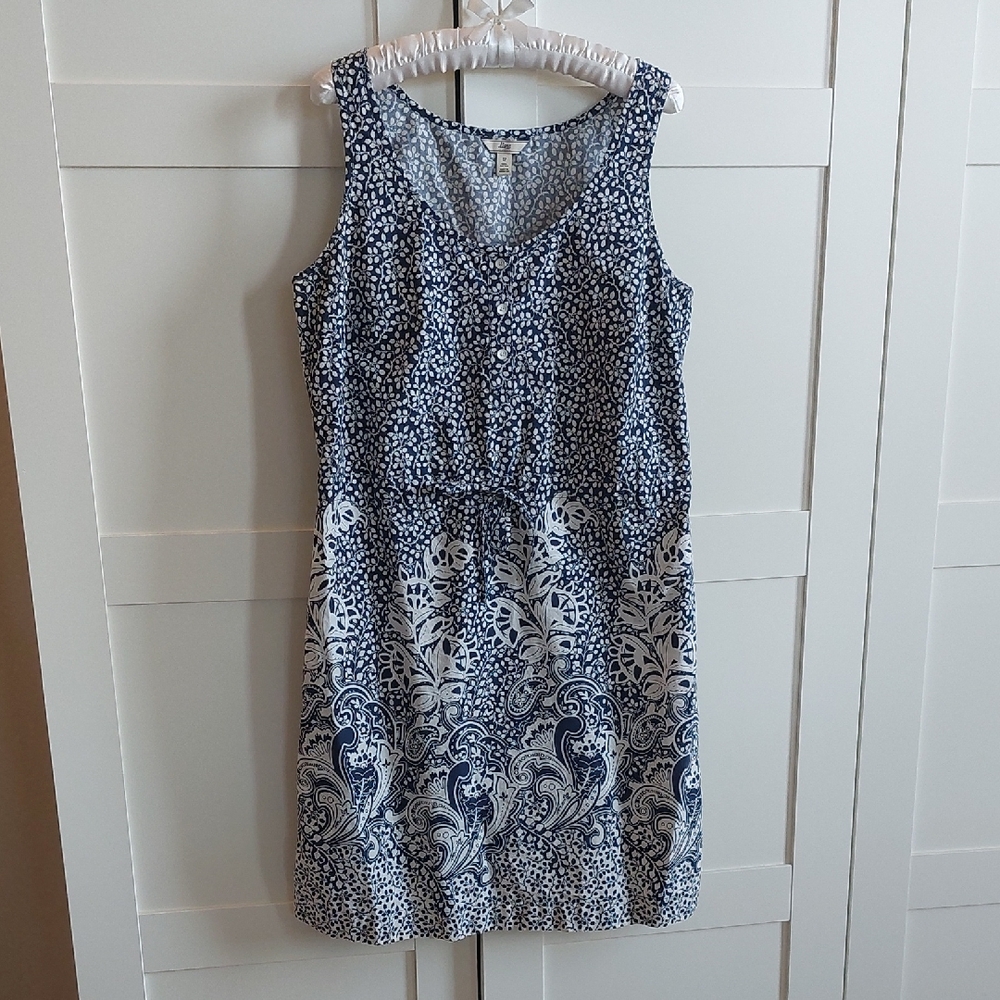 G.H. Bass & Co. Navy and White Patterned Midi Dress